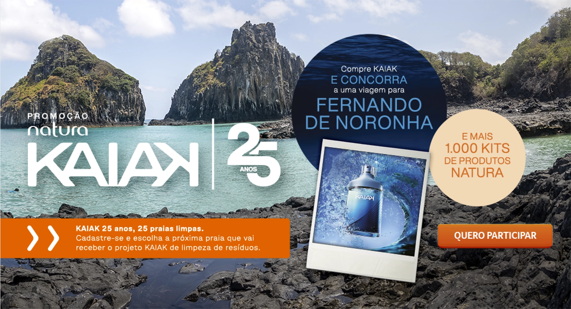 Promoção Kaiak 25 anos, case para Natura